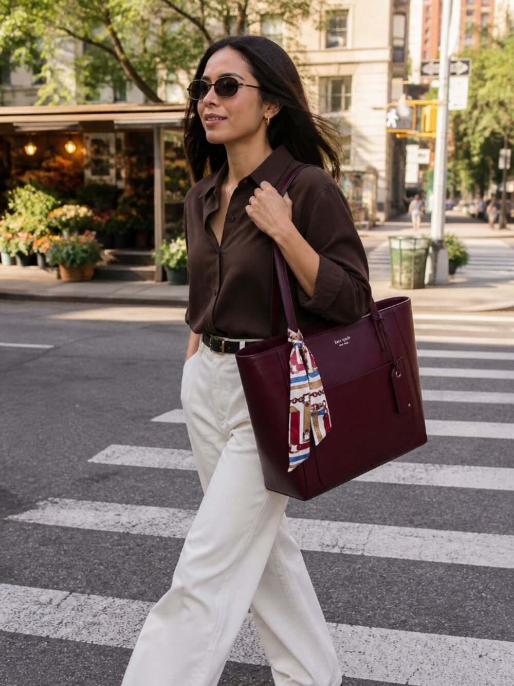 Kate Spade Lalena Blackberry Burgundy Smooth Leather Large Tote Purse Bag - Picture 6 of 13